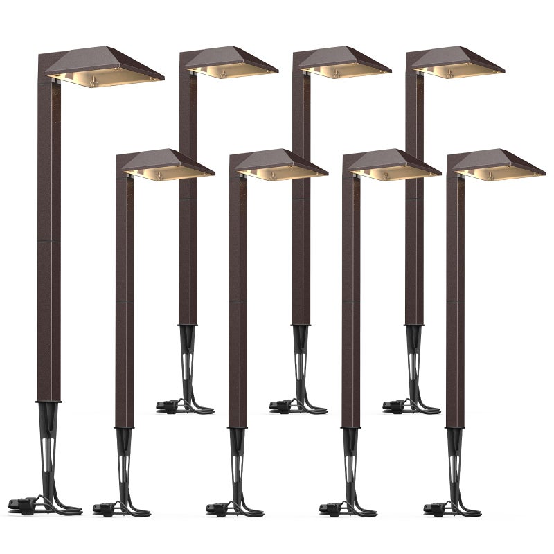 GOODSMANN Low Voltage Landscape Path Lights 8PK Kit 0.6W LED Sidewalk Landscape Lighting 22 Lumen Outdoor Electric Walkway & Pathway Lights Wired Bronze Finish 3100K Warm White with Cable Connectors - Image 1